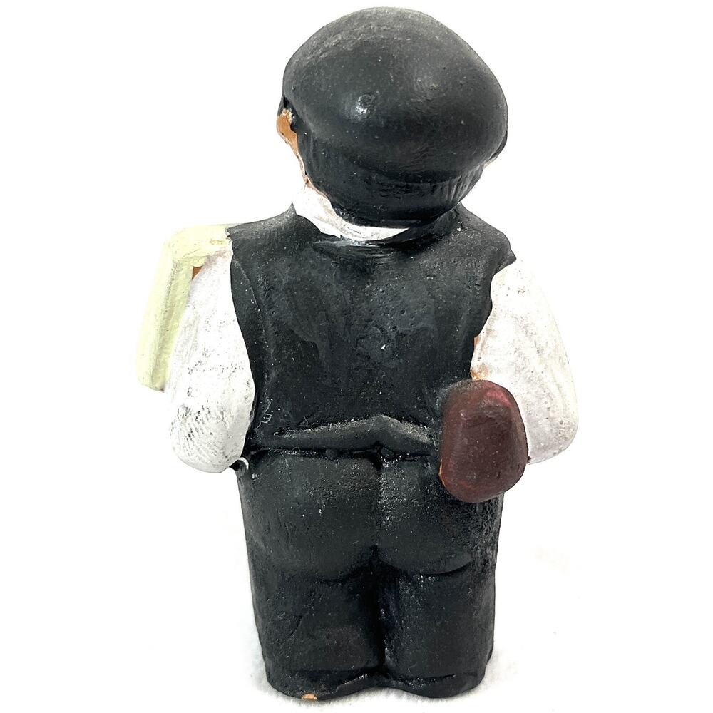 Vintage Terracotta Man With Newspaper And Pipe Mini Clay Figurine - Picture 5 of 8
